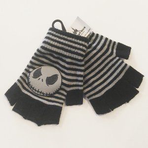 Jack Skellington Fingerless Black and Gray Gloves